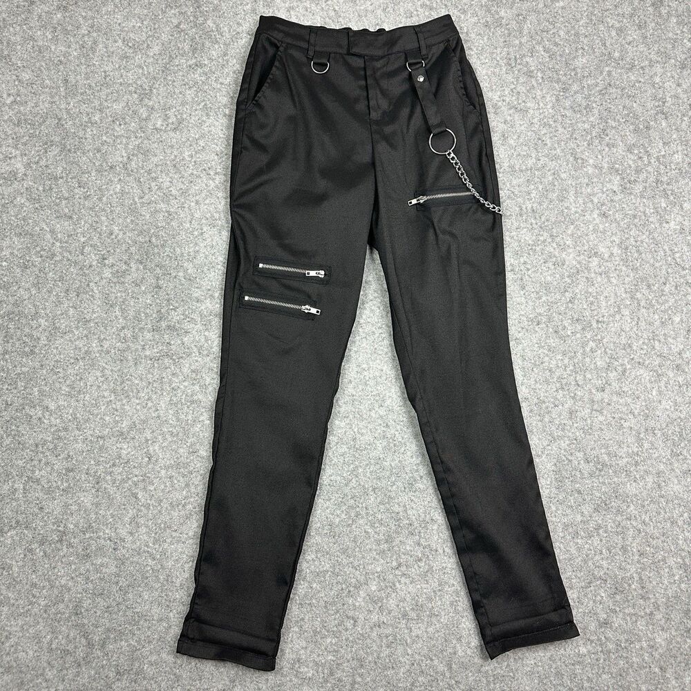 Hot Topic Zipper Hardware Skinny Cargo Pants Womens S Goth Grunge Emo Y2K Punk*